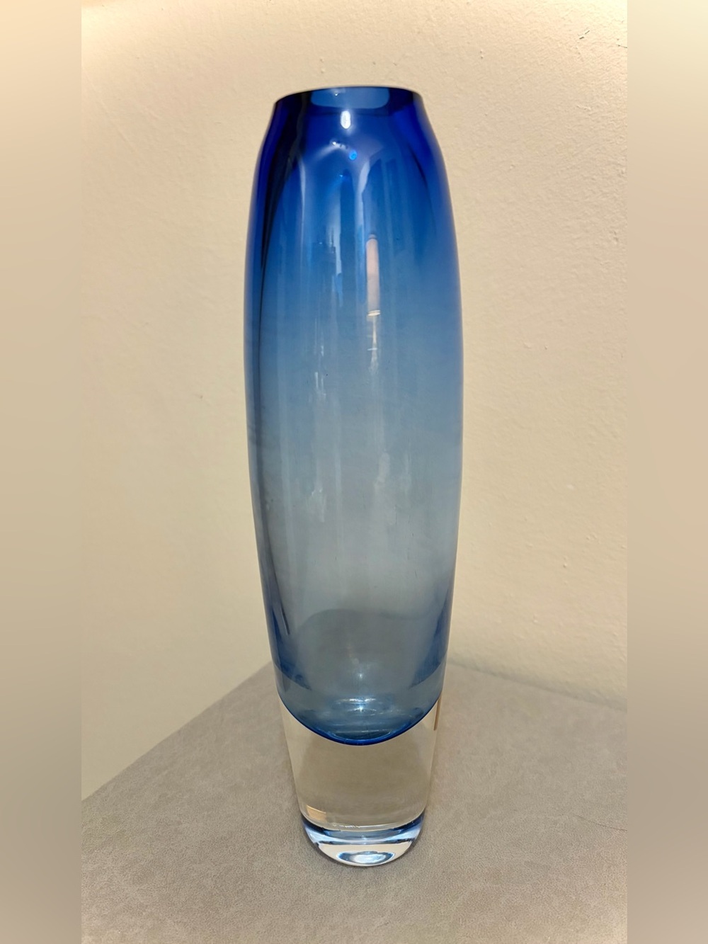 Sommerso Blue Art Glass Vase| Scandinavian MCM Style 10" Tall Vintage